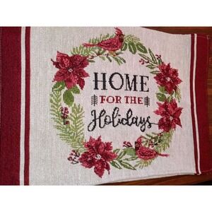 Placemats Home For The Holiday Tapestry Bird Poinsettia Red Decorative Christmas